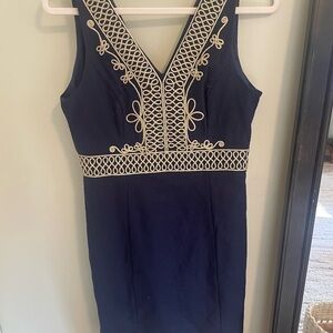 Lilly Pulitzer Navy Blue Embroidered Dress